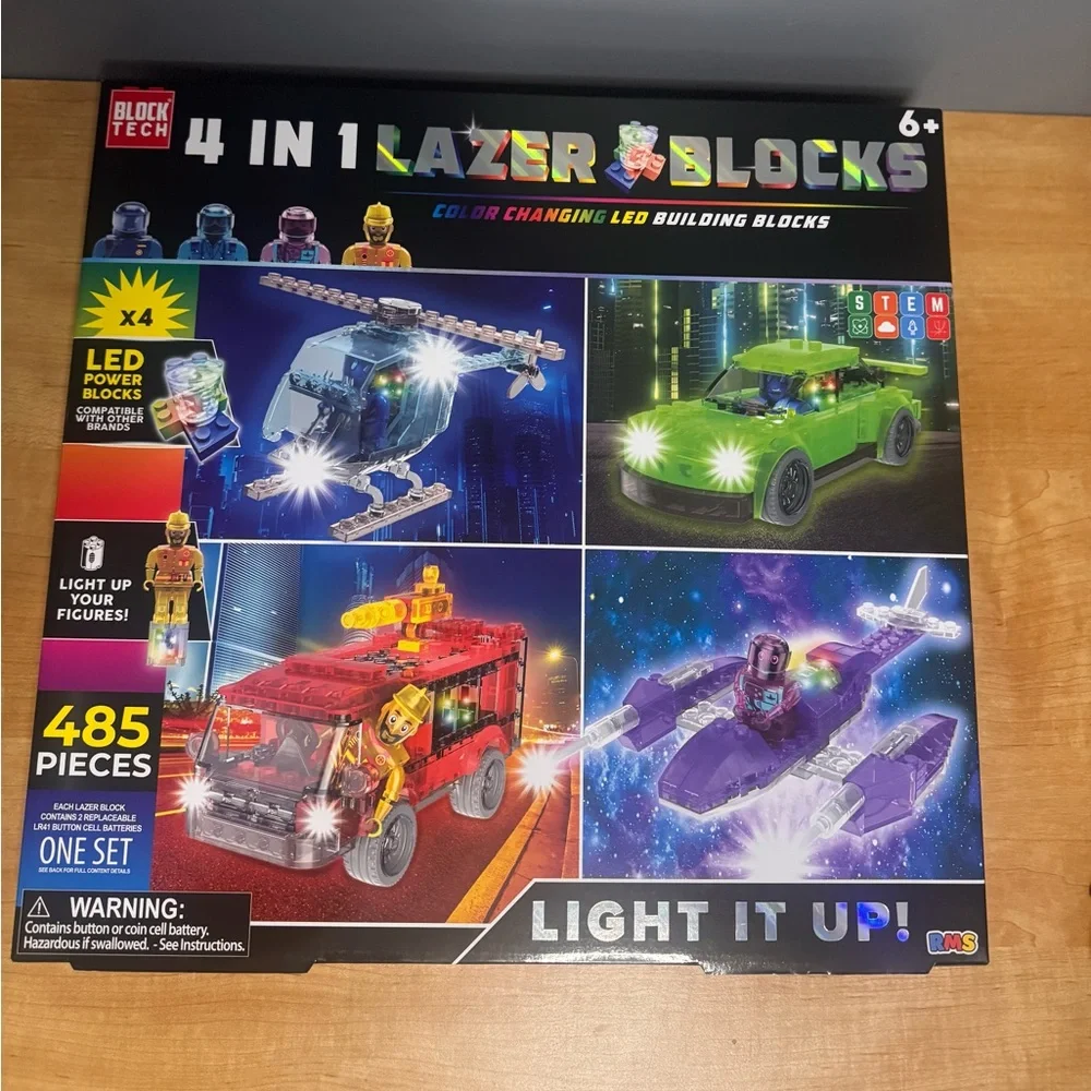 4 in 1 Lazer Light Up Block Set - NEW